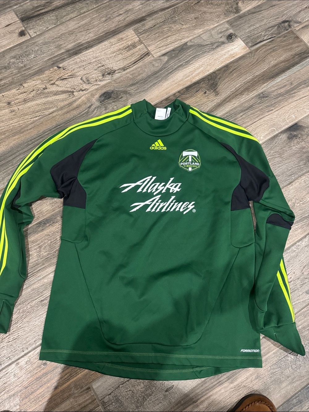adidas Green and Neon Yellow Portland Soccer Pullover